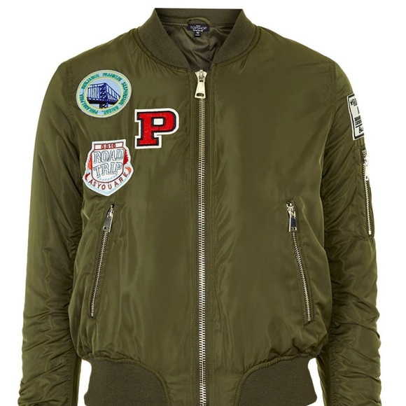 Topshop Jackets & Blazers - Topshop 'Bruce' Patch Detail MA1 Bomber Jacket